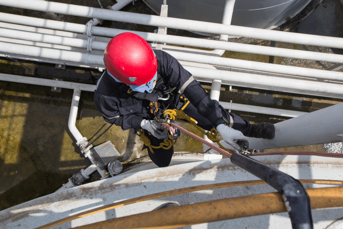 A Severn Access rope access technician in action