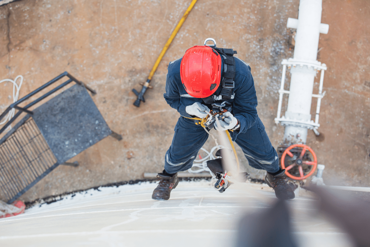 A Severn Access rope technician working at height