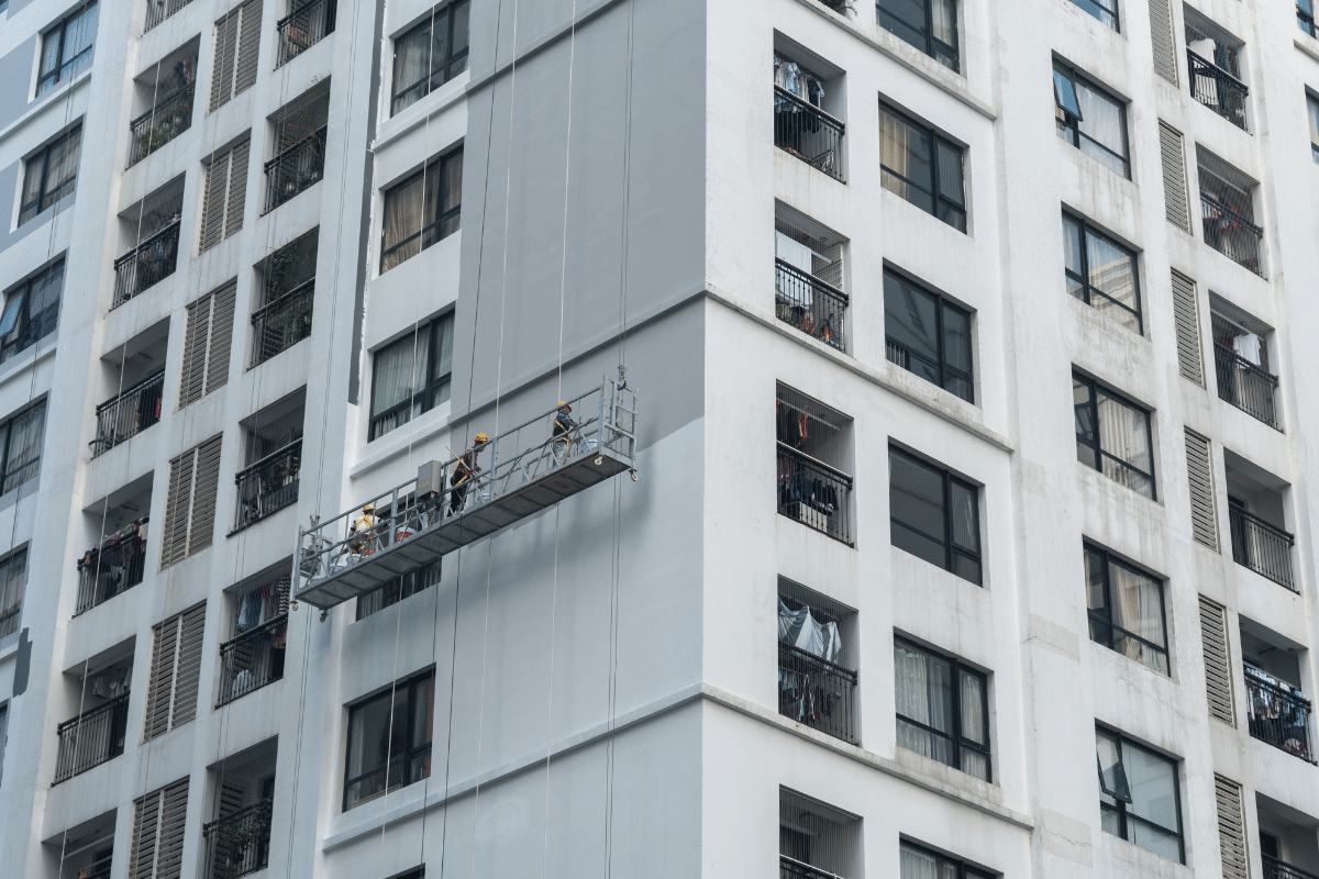 A high rise building in need of cladding repairs