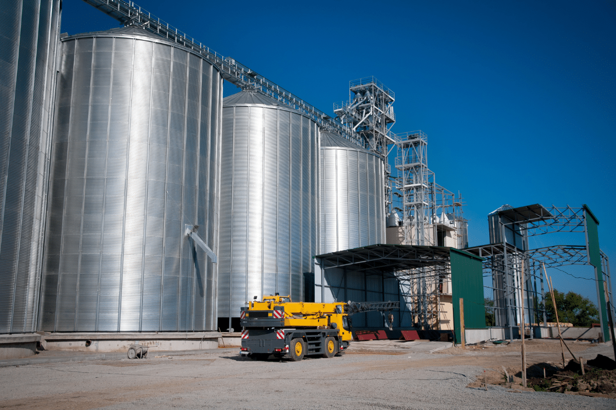 Three Silos at an agricultural centre after receiving silo cleaning from Severn Access