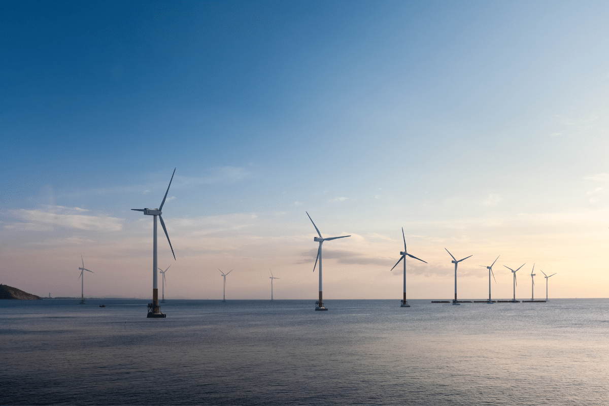 Wind turbines after receiving offshore wind turbine maintenance from Severn Access