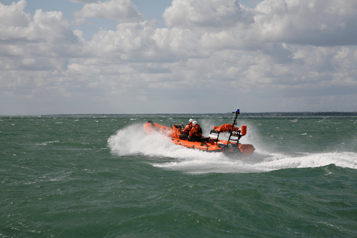 A Severn Access water rescue boat at sea carrying out boat safety services