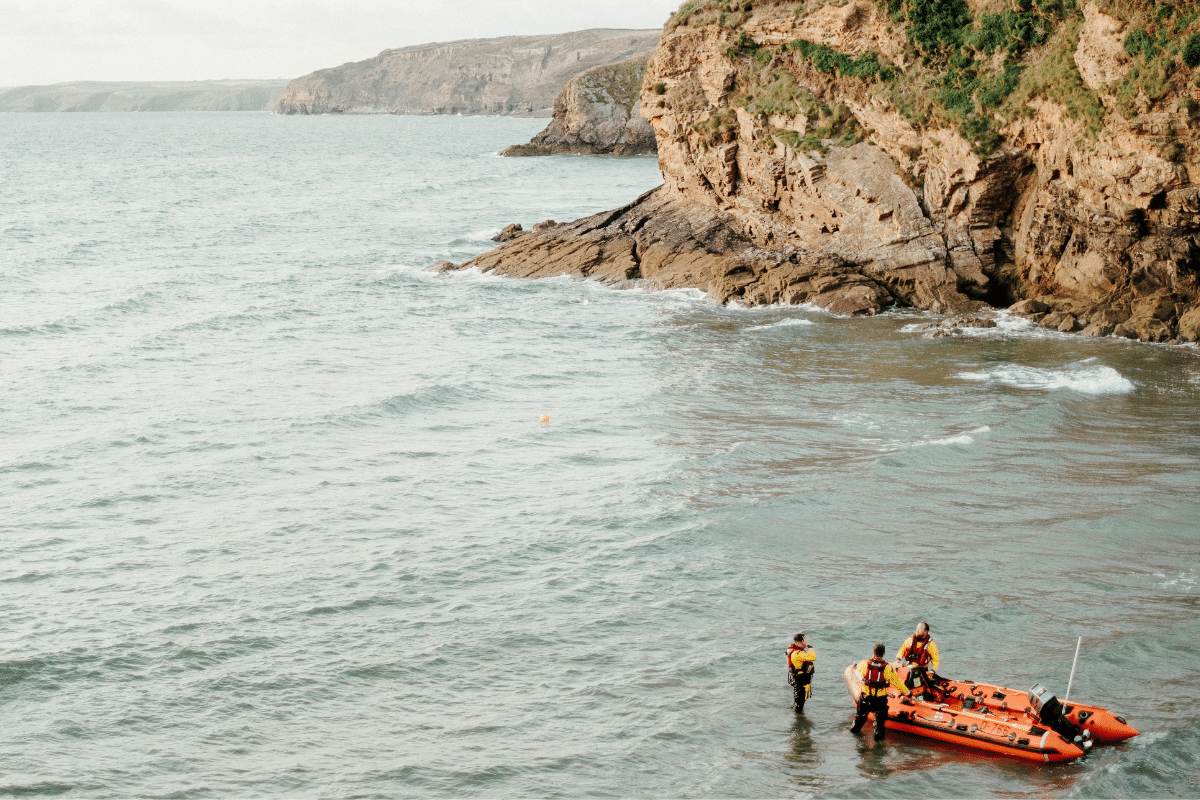 Severn Access water rescue boat operatives at sea