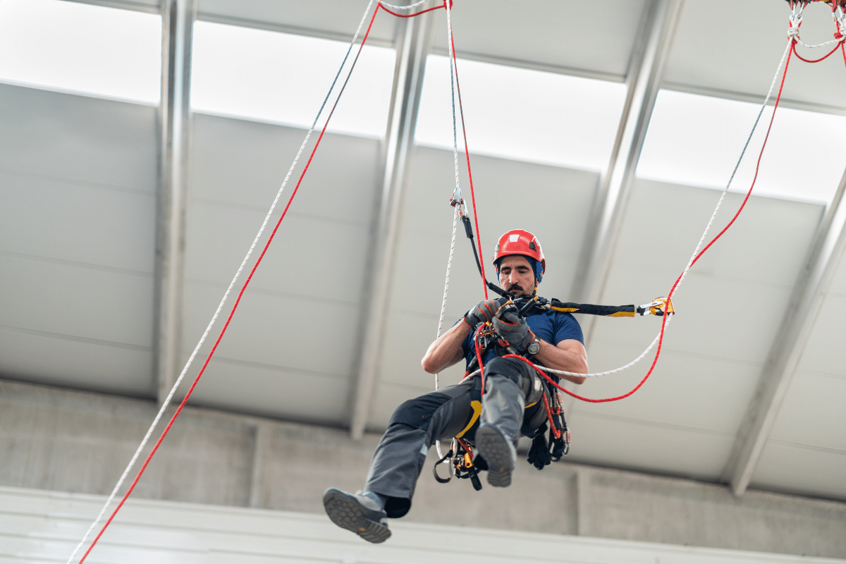 A Severn Access rope access technician delivering a rope access training course