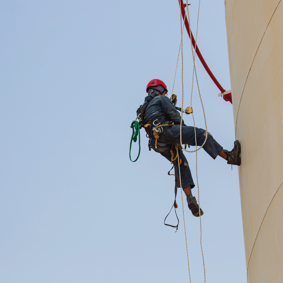 A Severn Access rope access contractor in Cardiff completing an industrial abseiling project