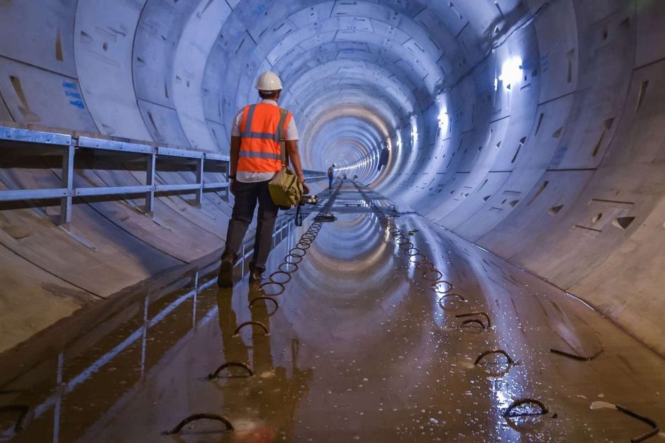 A Severn Access technician performing rope access services & solutions in an underground tunnel in the West Midlands