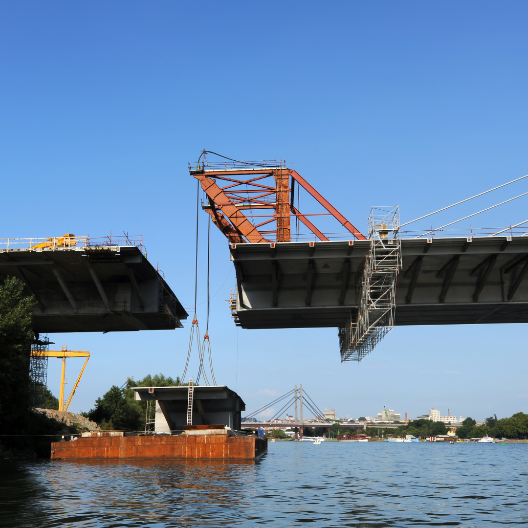 safety-boat-services-uk-severn-access A bridge being constructed over water: a civil engineering project supported by Severn Access' safety boat services