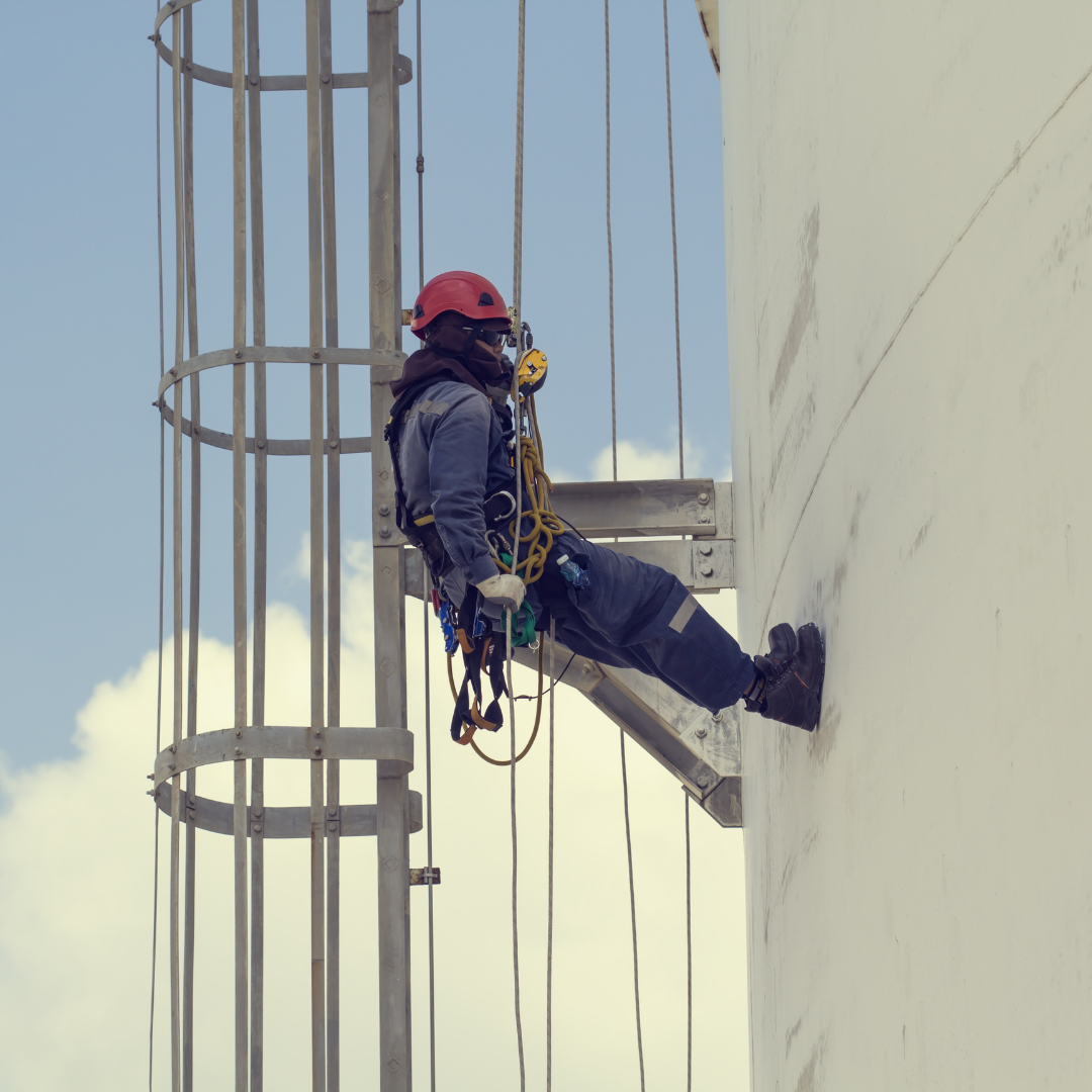 A Severn Access technician delivering rope access services on a high-rise structure